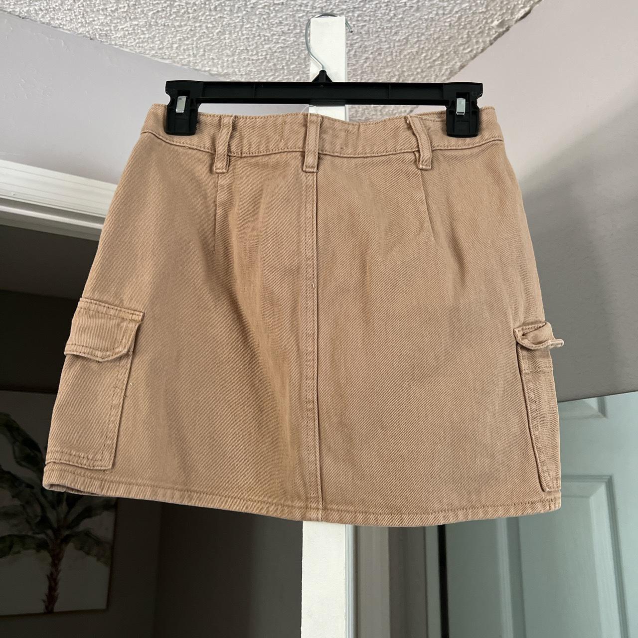 pacsun khaki denim skirt, never worn. size 24, has... Depop