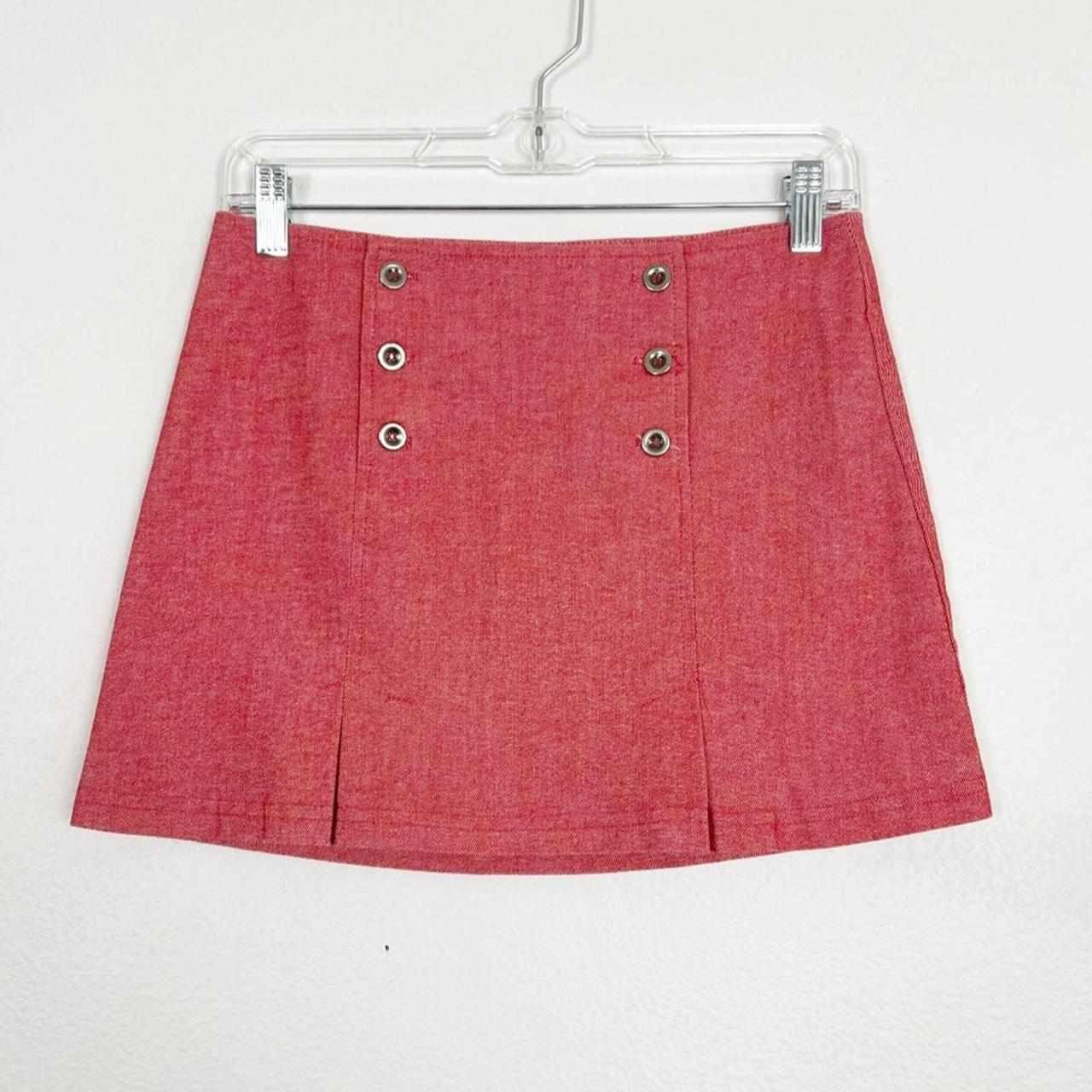 Y2K Blue Asphalt red micro mini pleated skirt Size... - Depop