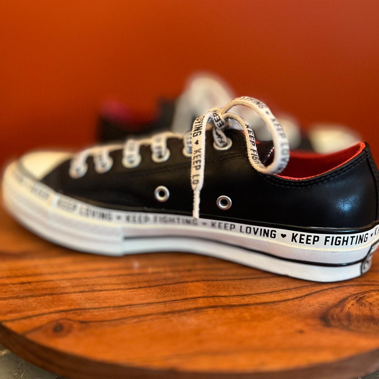 Leather Converse Keep Loving Keep Fighting