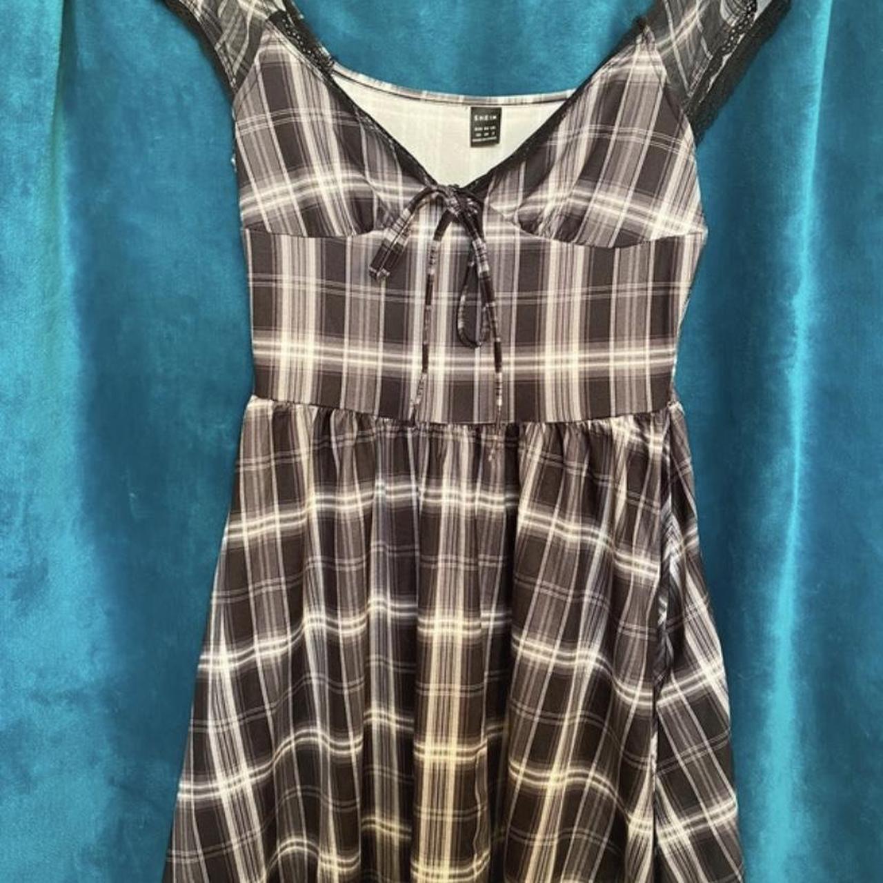 SHEIN romwe grunge plaid print mini dress - Depop