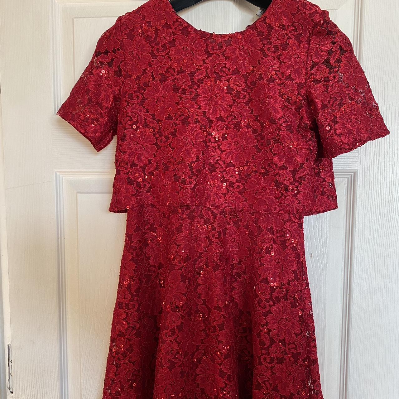 Cute sparkly red dress Age 12 - Depop