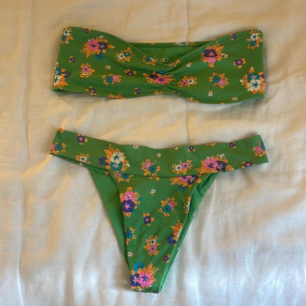 Frankies Bikinis Women's Green and Yellow Bikinisandtankinisets Depop