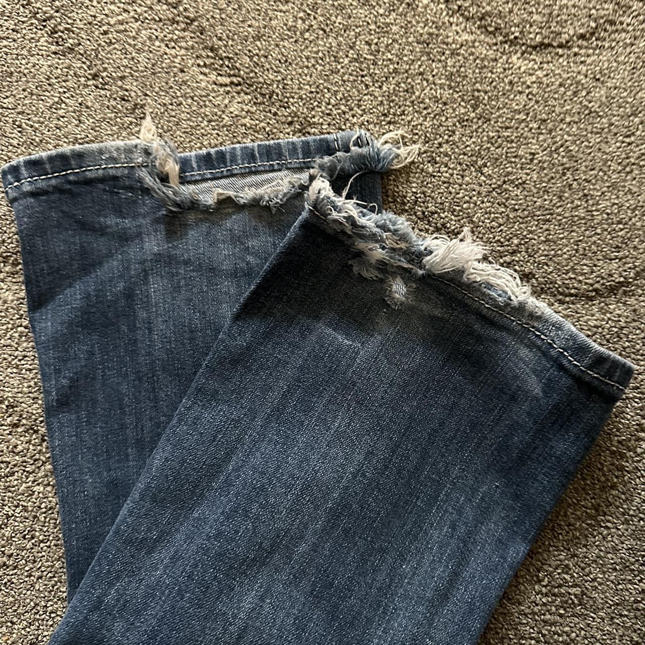 2000s Distressed Miss Me Low Rise Jeans with Unique... - Depop