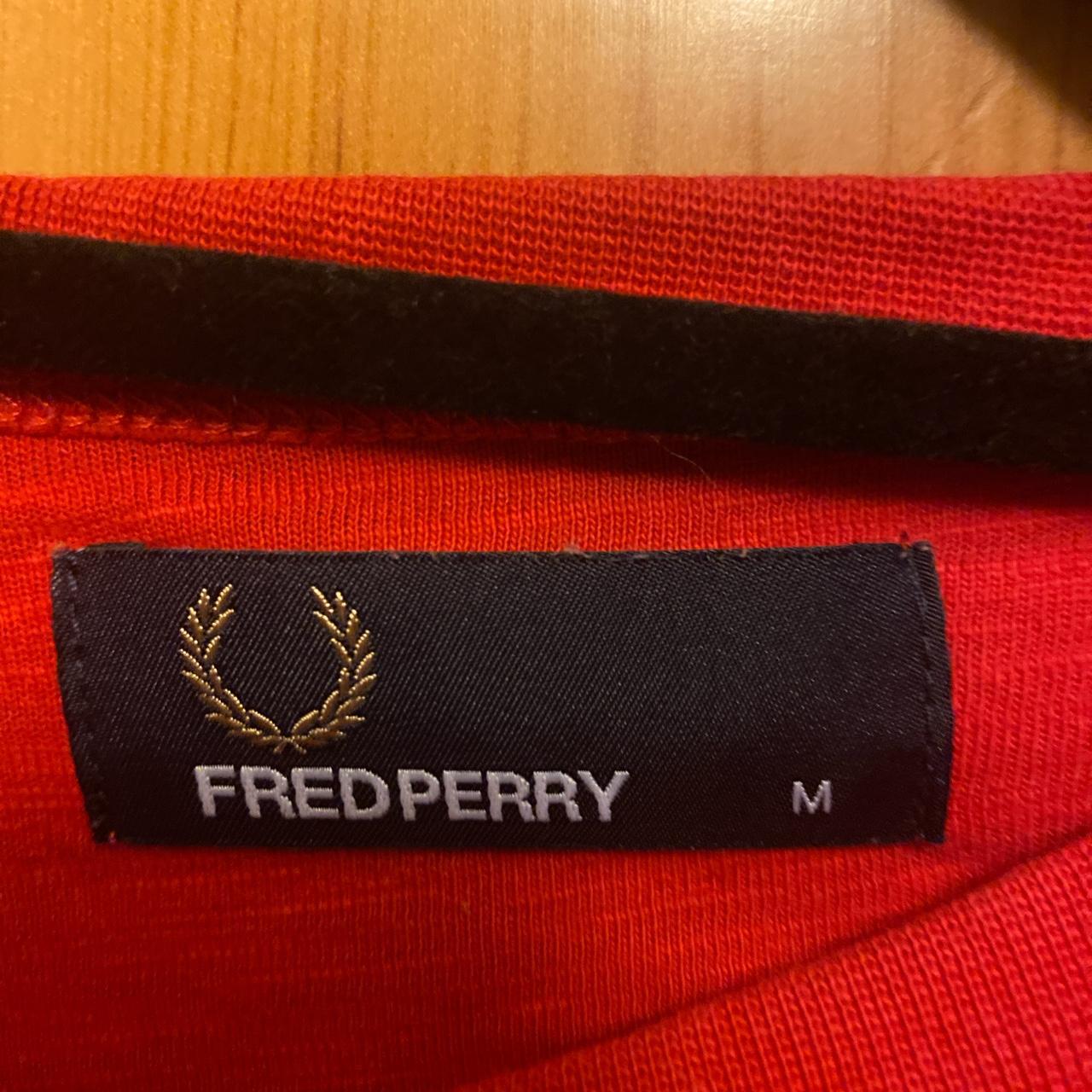 Fred Perry Men's Red and White T-shirt | Depop