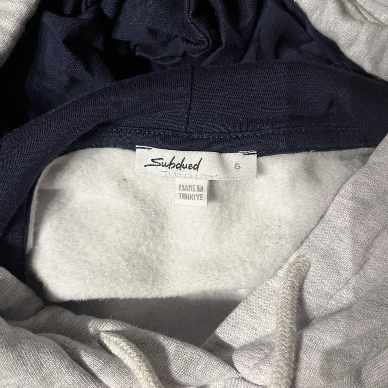 Subdued Women's Grey and Navy Hoodie | Depop