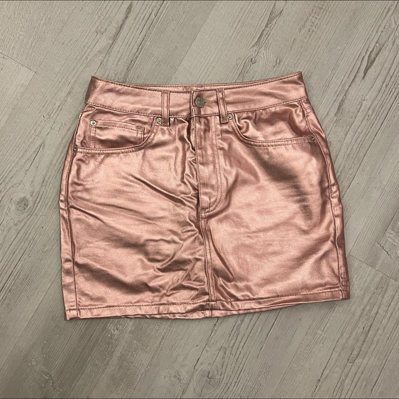 Pink metallic denim skirt Size 6