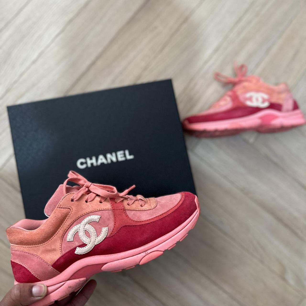 Lightly worn authentic Chanel sneakers, light cool - Depop
