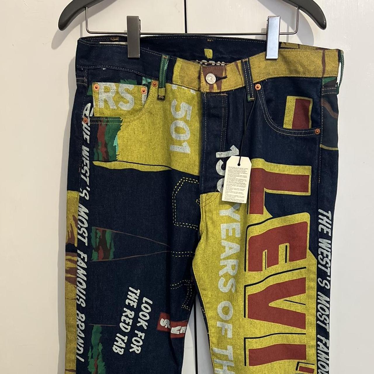 501 LEVI'S 150th Anniversary Banner Print W34 L34... - Depop