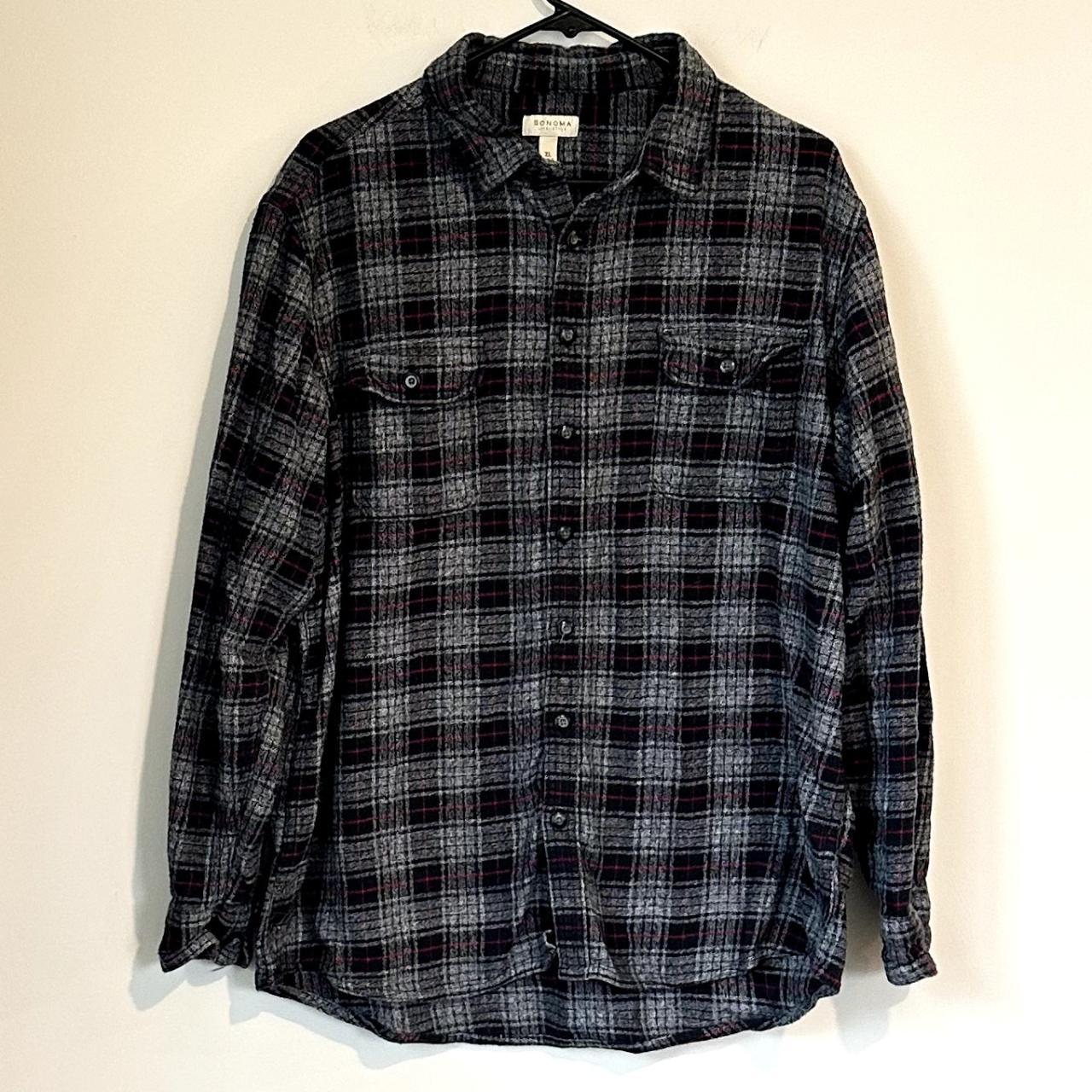 Sonoma Men's Flannel Button Down Size: Depop