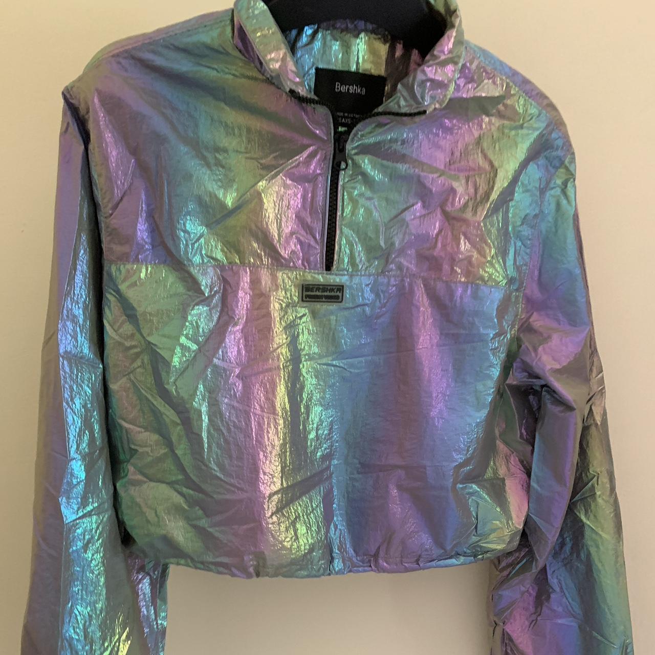 BERSHKA shops Reflective Jacket Hooded Neon