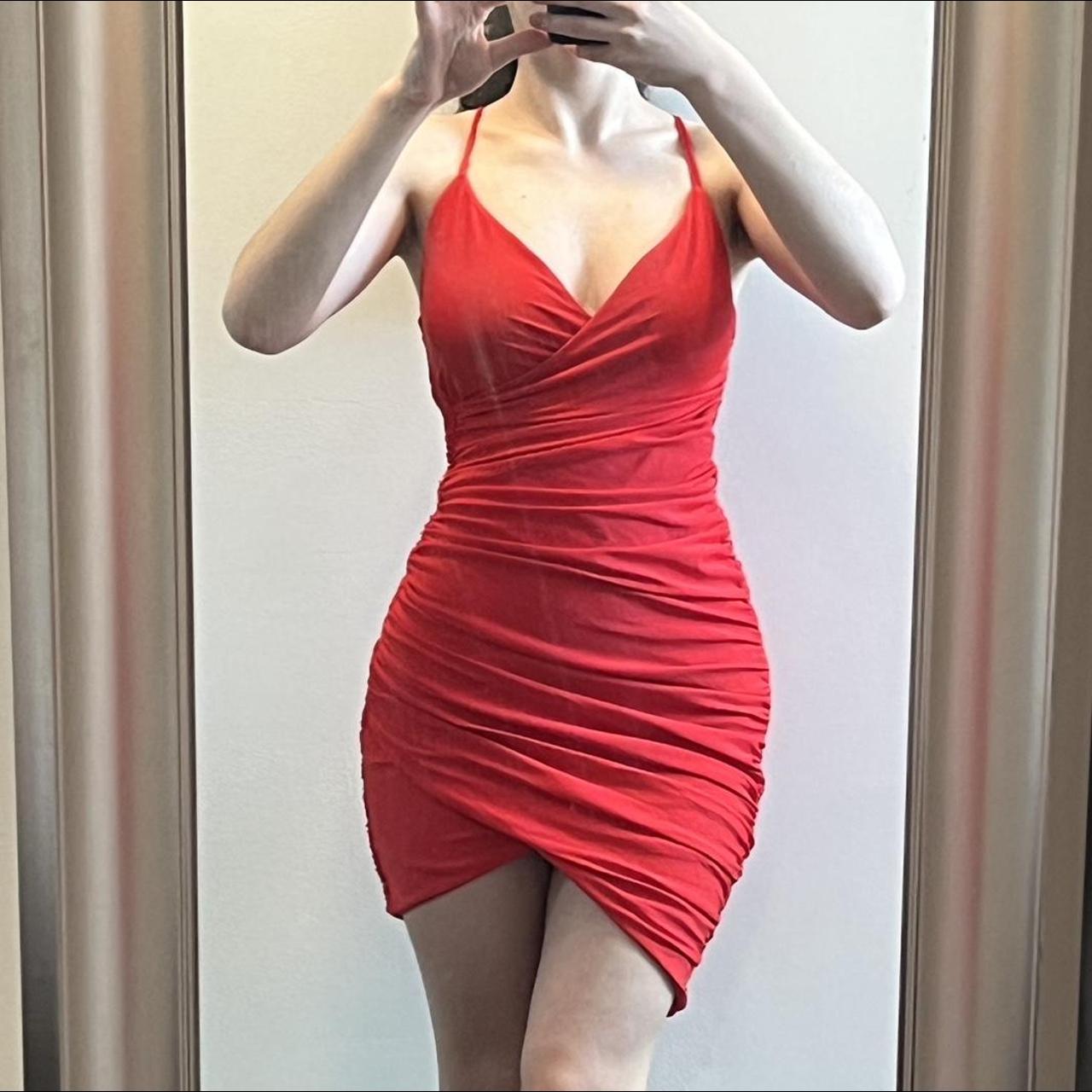 RED BODY CON DRESS SIZE S TIGERMIST cottage core Depop