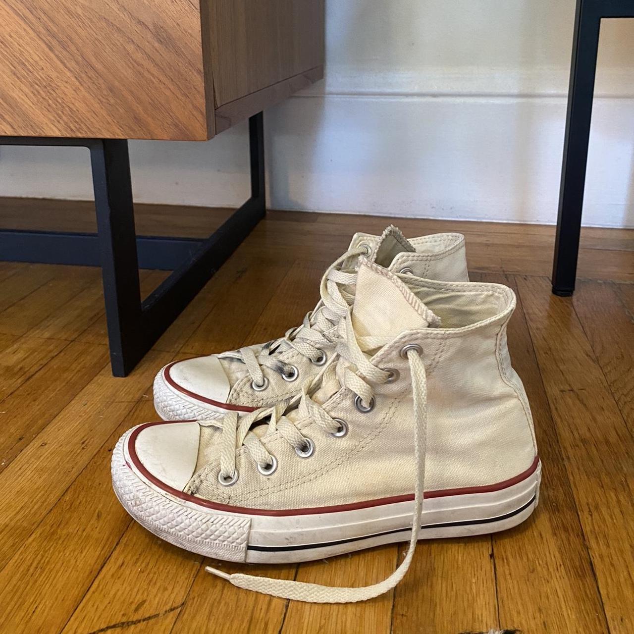 cream high top converse