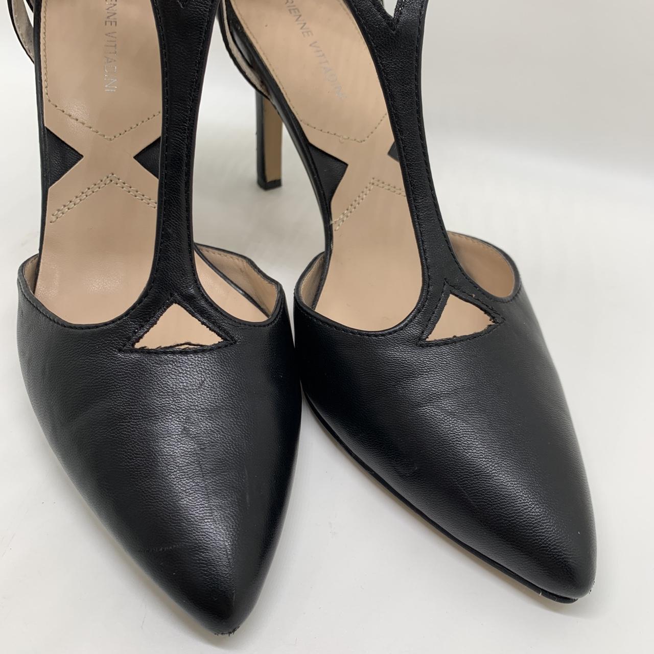 Adrienne Vittadini Black Leather Heels Size 9.5 - Depop