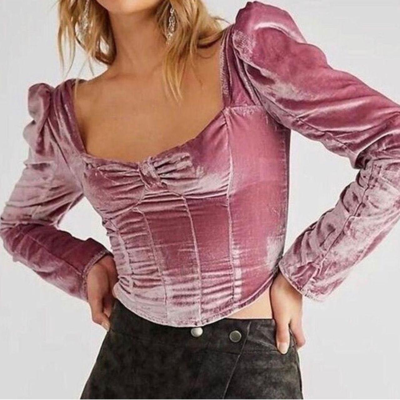 NWT free people pink outlet velvet crop top