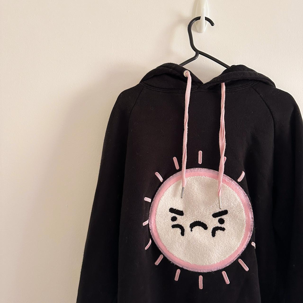 TSUKI 'Why Are You Sad' deals Pewdiepie Hoodie Frown Face Anime Pink Size Small