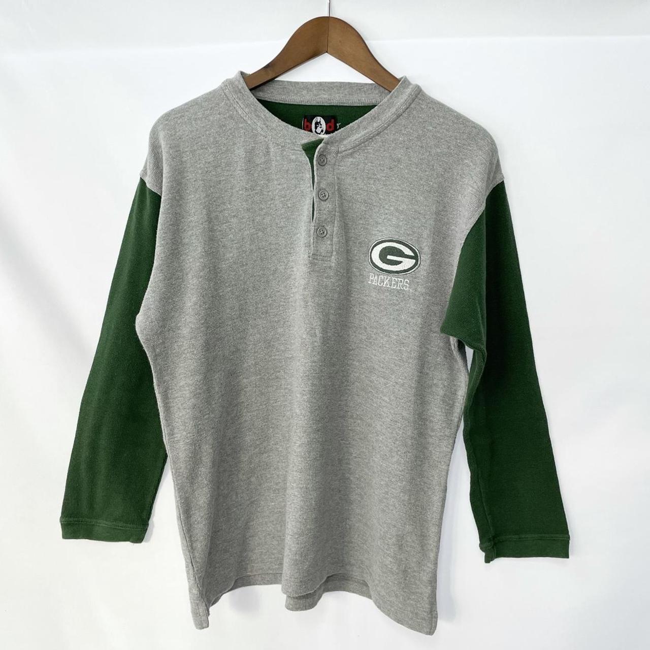 Vintage NFL Henley Green Bay Football Long Sleeve T-Shirt - Large