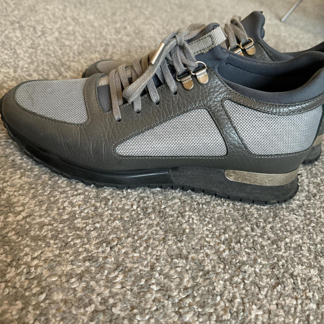 MALETT Grey and black leather trainers with