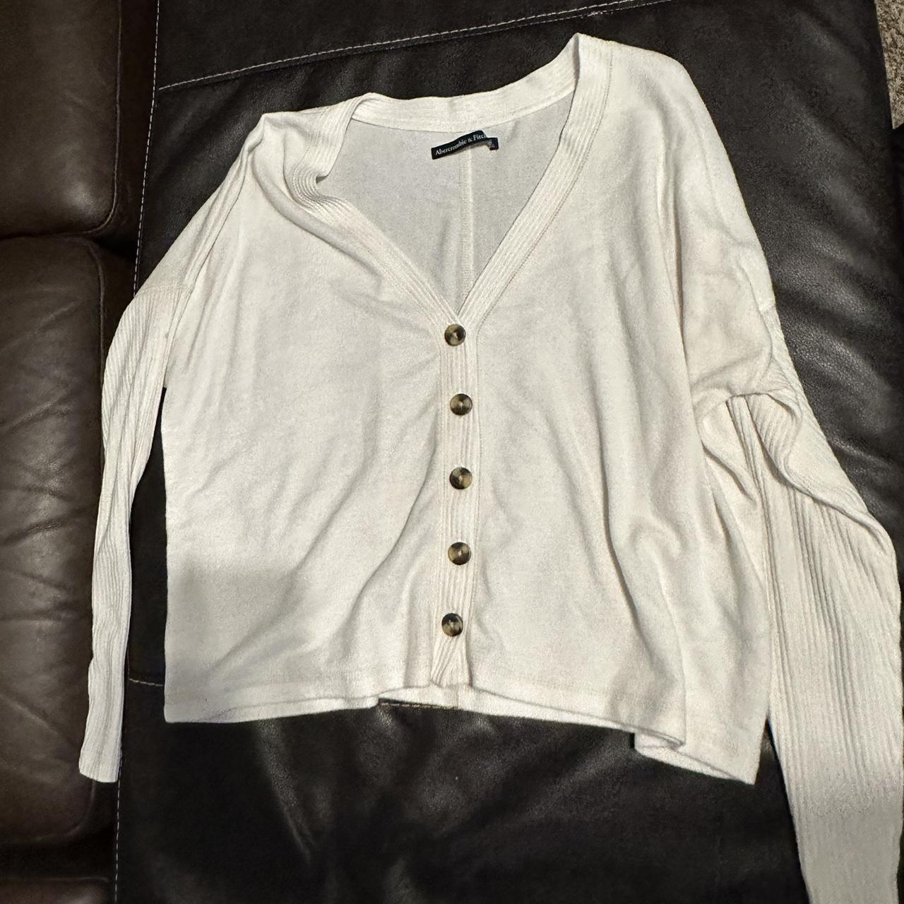 Abercrombie Fitch Women S White Cardigan Depop