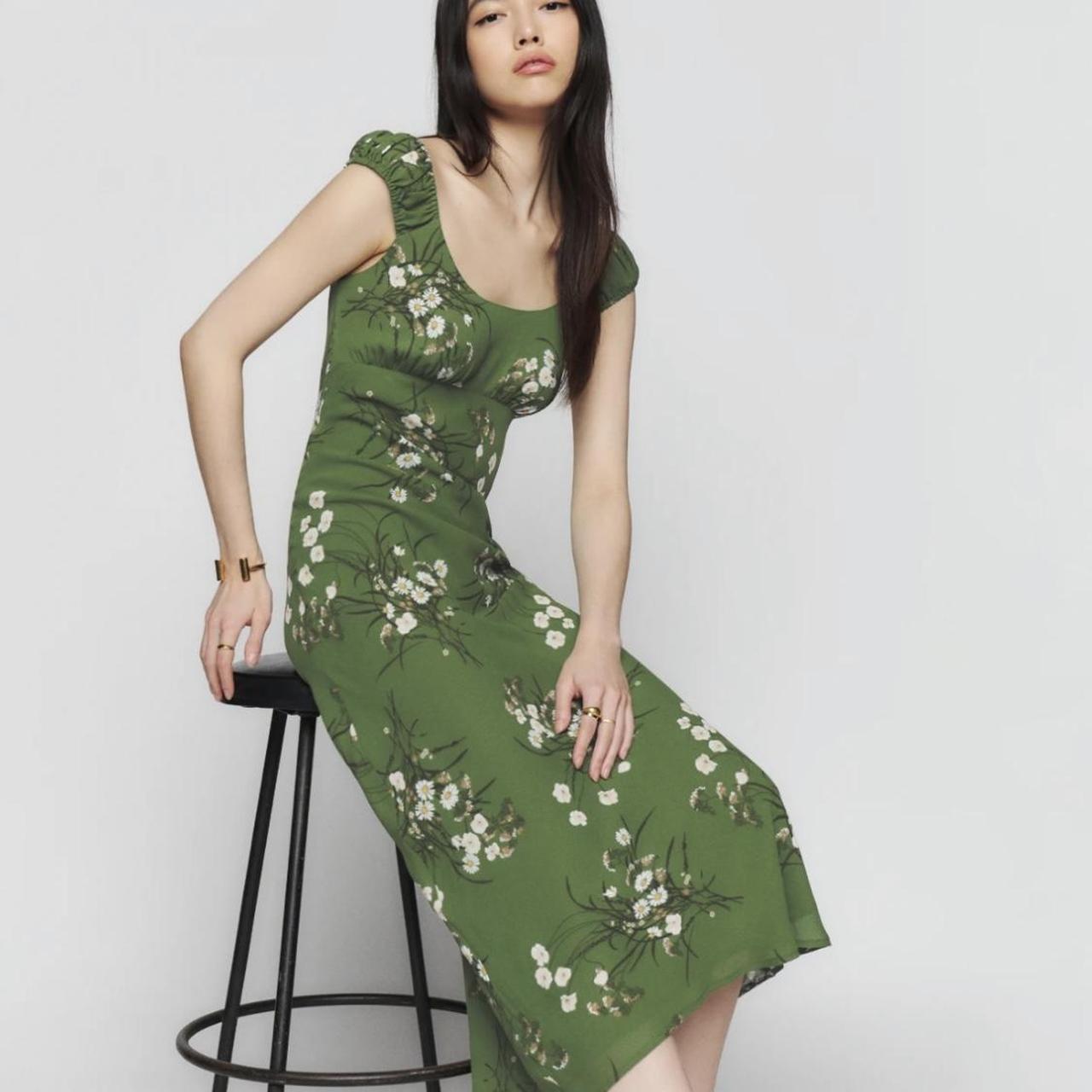 Brand new with tags reformation green demy dress... - Depop
