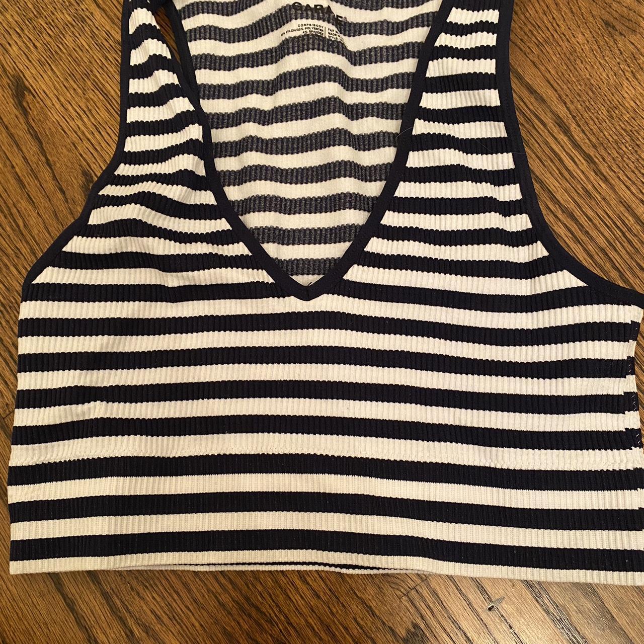 garage tank top navy and white stripes Womens S Depop