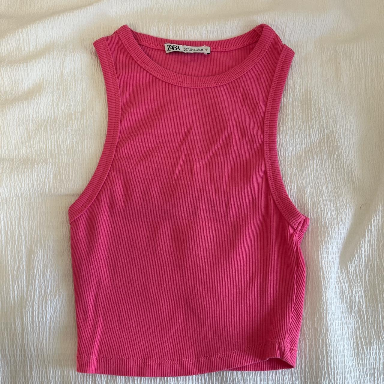 Zara Women's Pink Crop-top | Depop