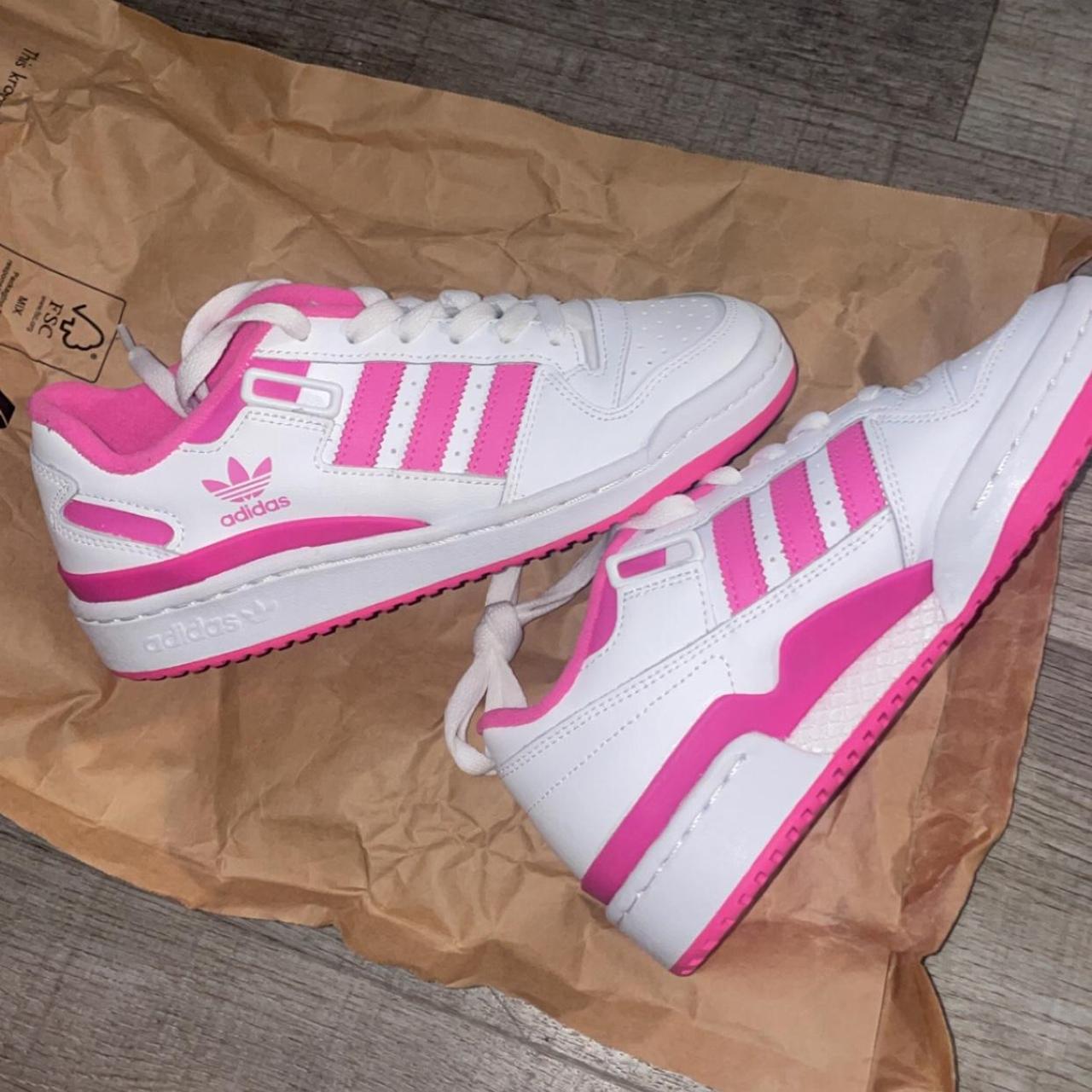 Adidas forum low pink & white size 4 women’s... - Depop