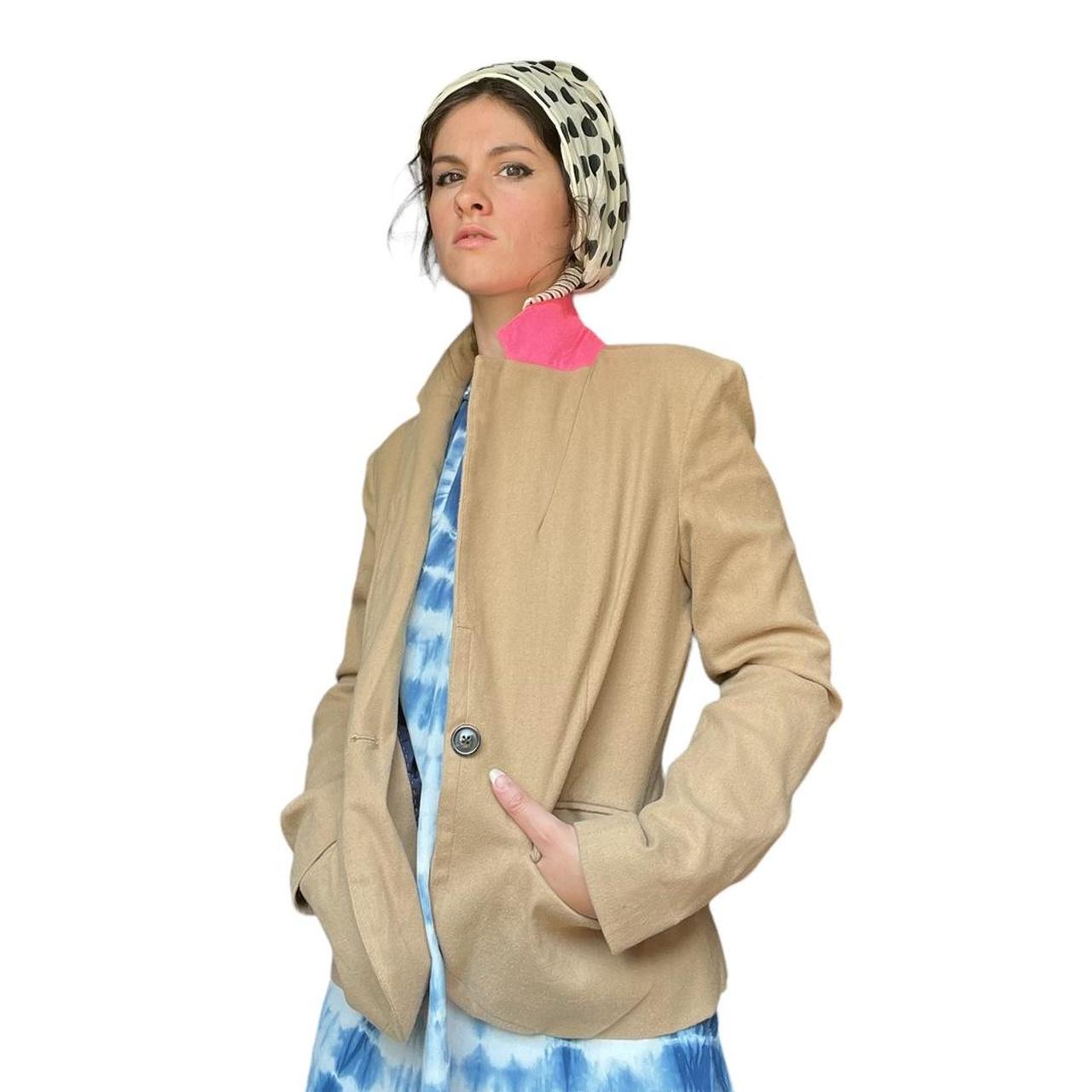 Camel blazer with peekaboo collar! Flash of Depop