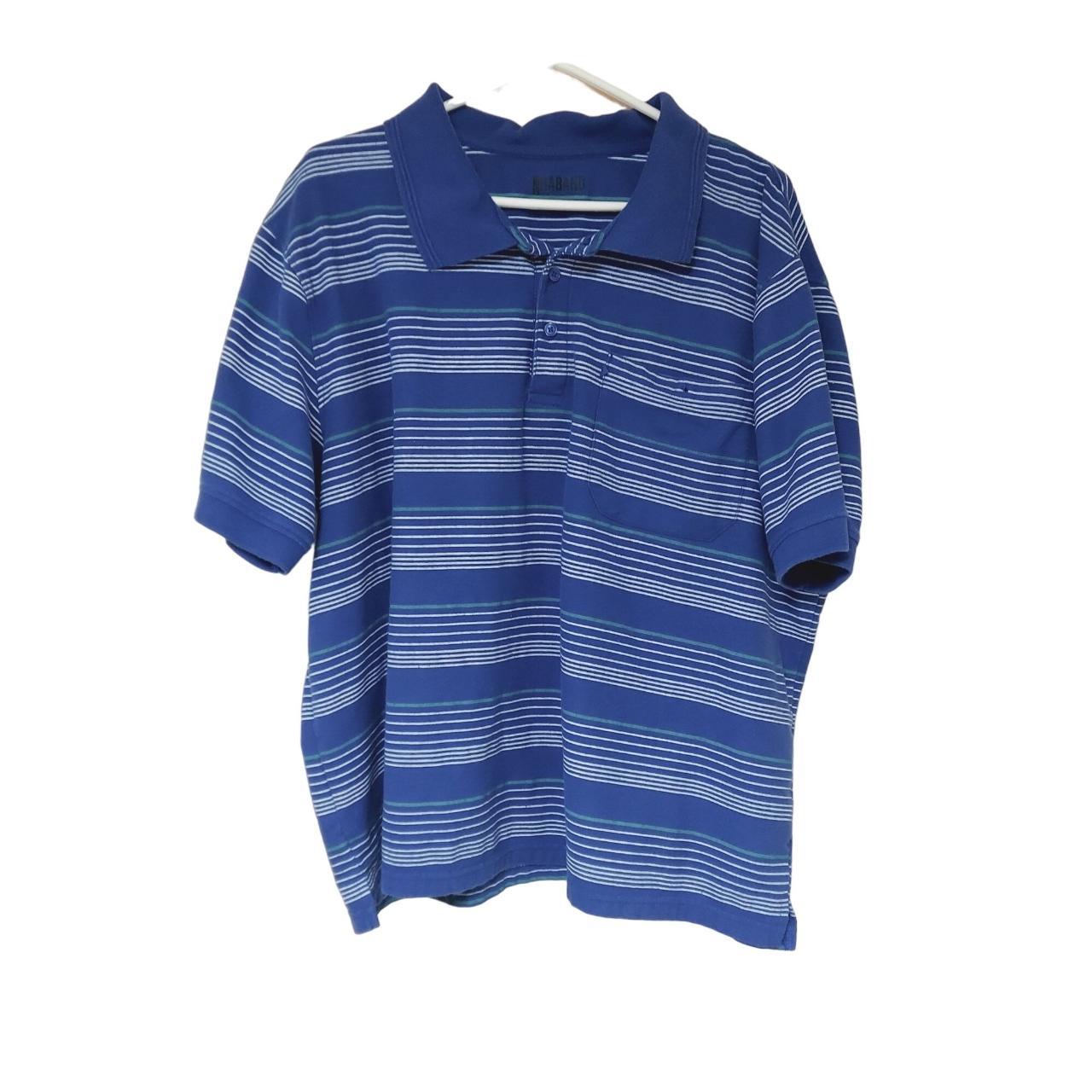 Haband Shirt Mens XXL Blue Striped Short Sleeve Polo... - Depop