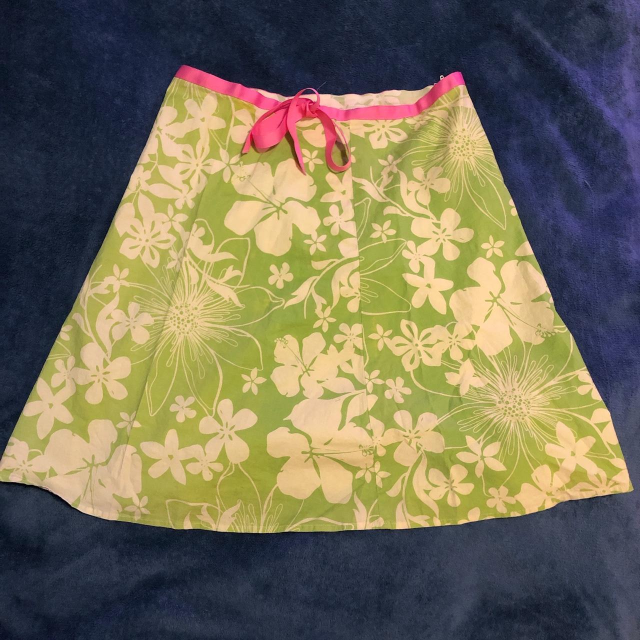 Delia's Women's Green and Pink Skirt | Depop