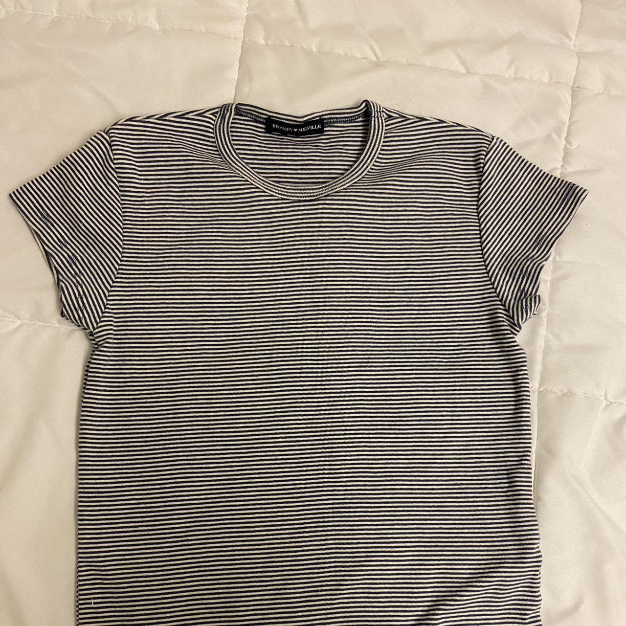 brandy melville one size blue and white stripped top Depop