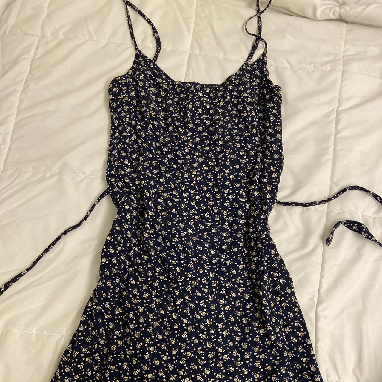 brandy melville - one size navy blue tie back dress - Depop