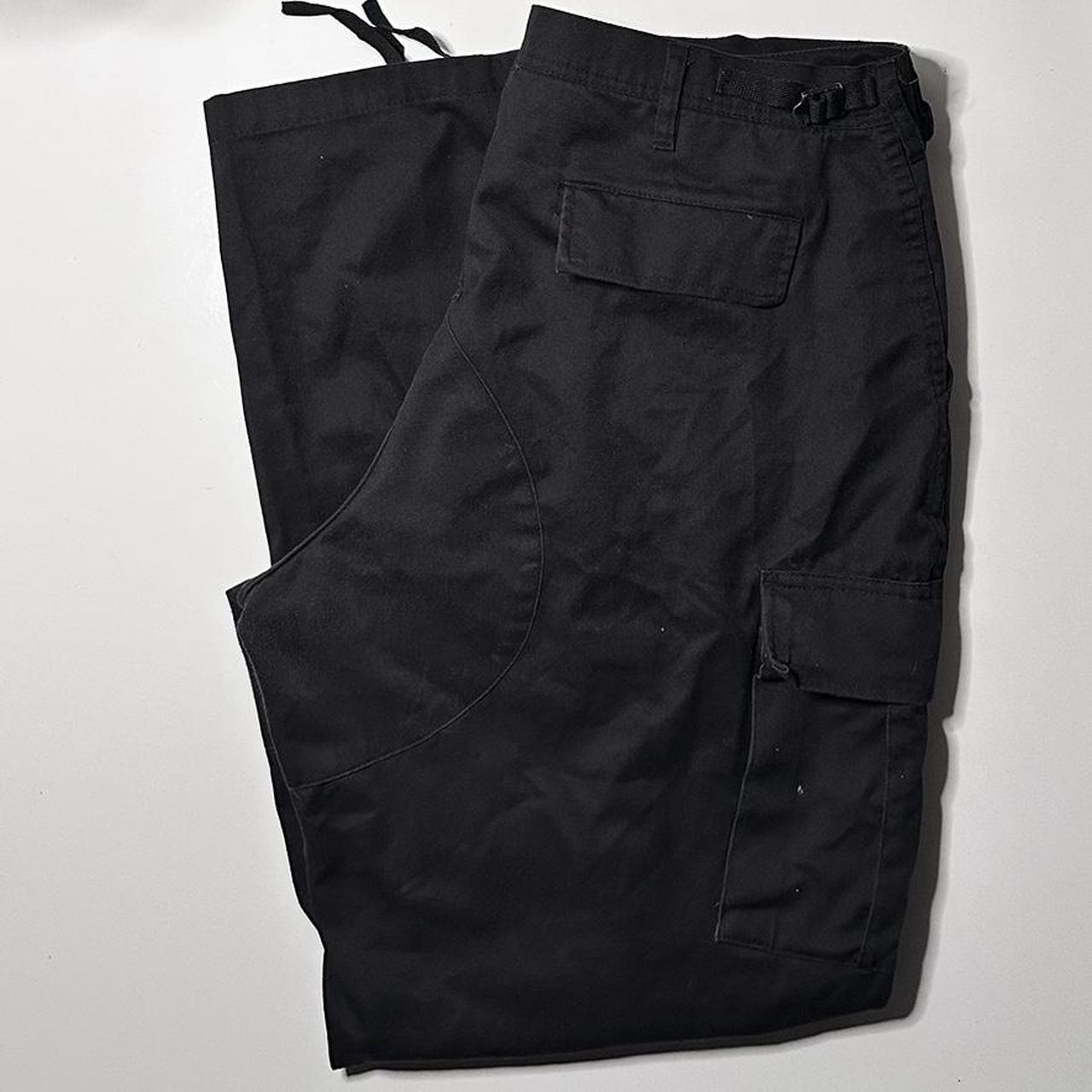 Military Baggy Adjustable Cargo Pants Black 36x33.5... - Depop