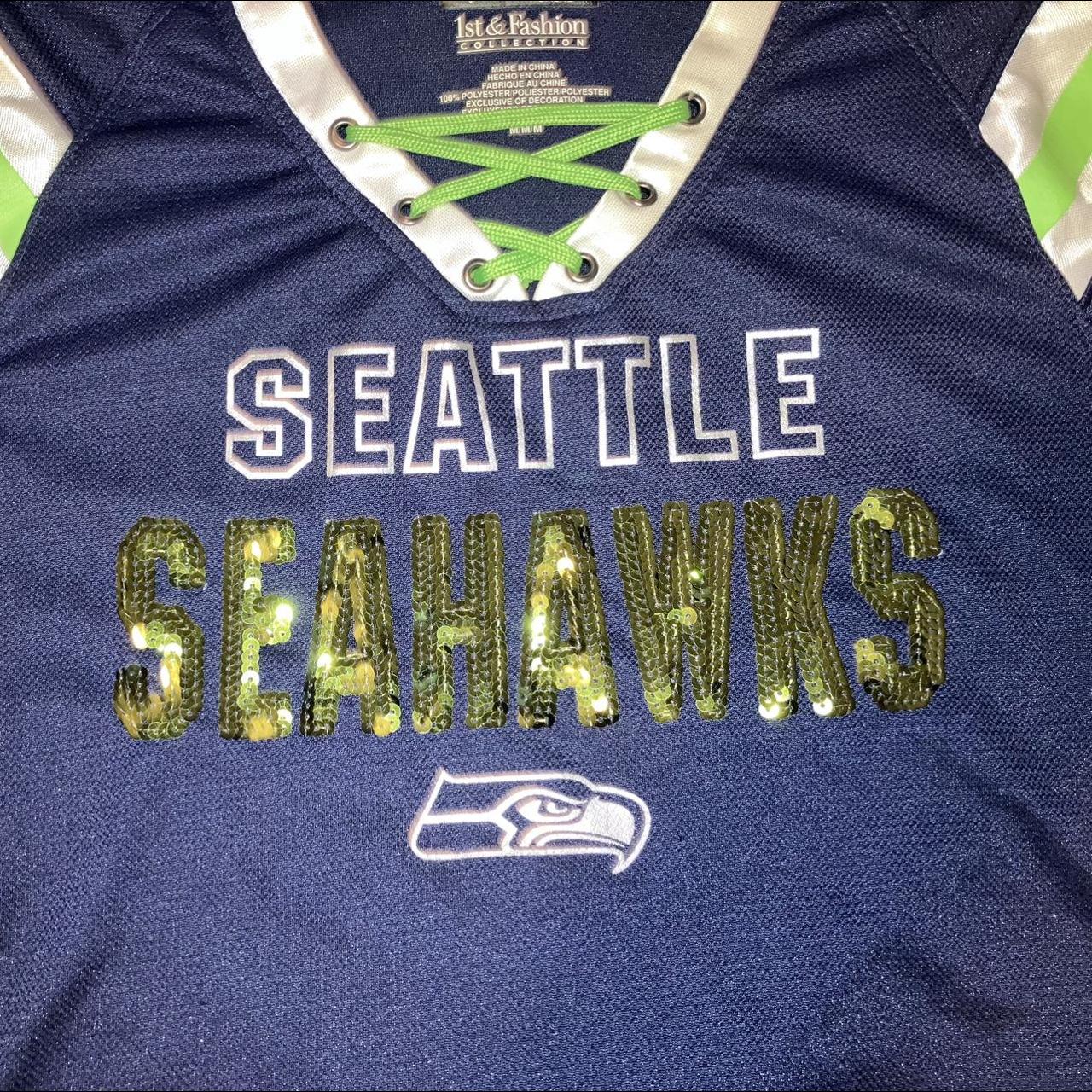 Vintage Seattle Seahawks Tee Blue and white Y2K - Depop