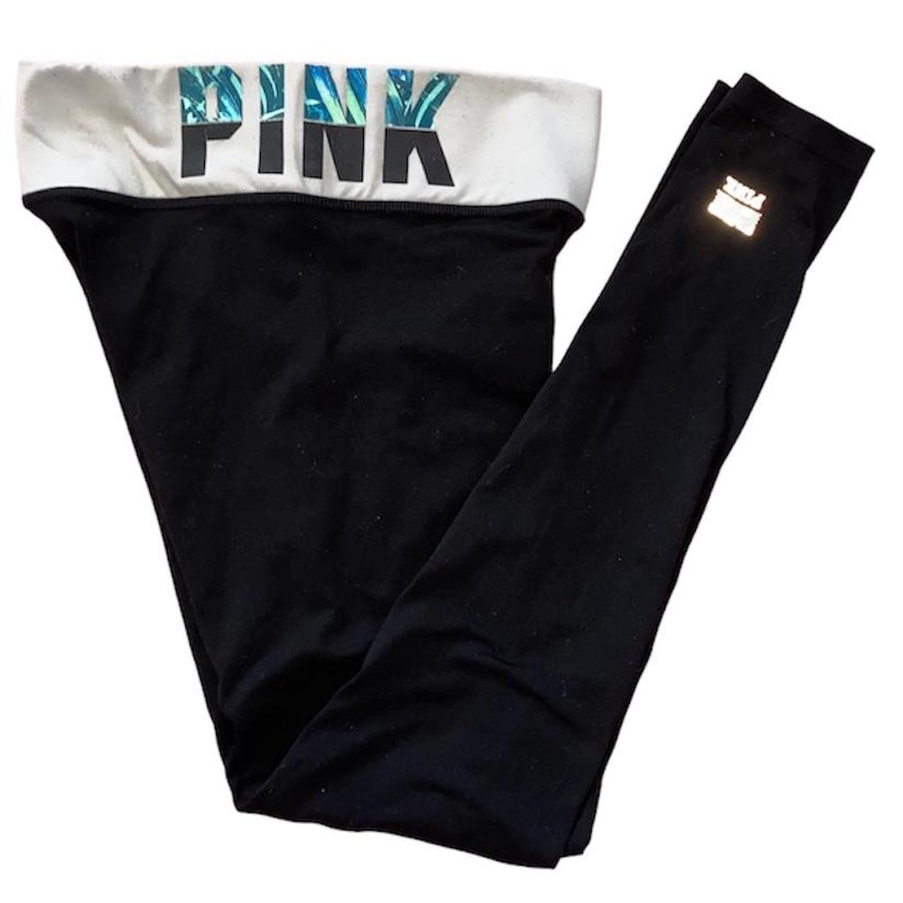 VICTORIA SECRET PINK Y2K Vintage 2000s Black Foldable Waist Band Yoga Pants