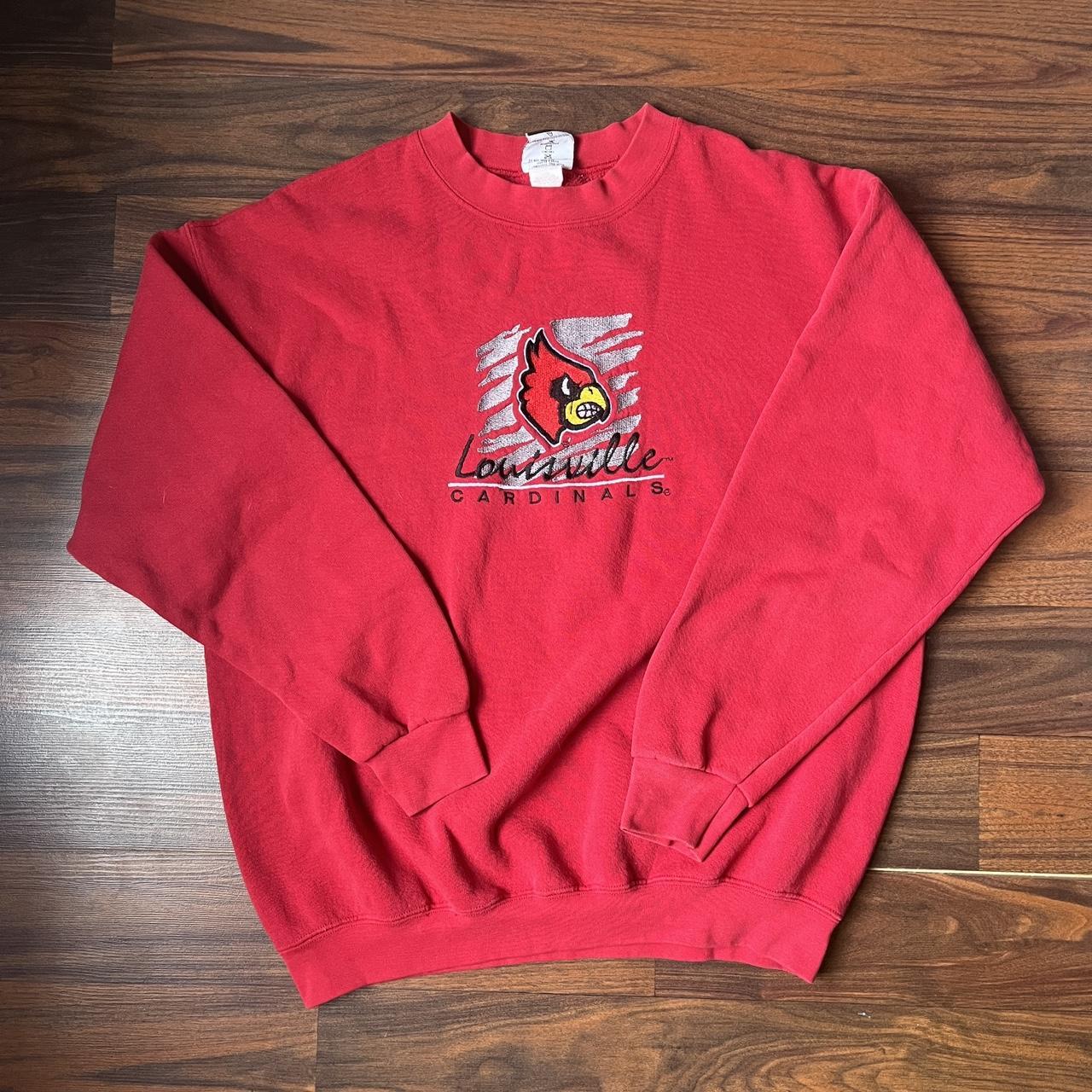Vintage 80s Louisville Cardinals Red Pullover - Depop