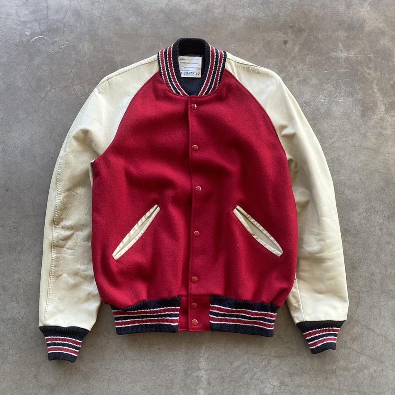 Vintage 70s Delong Blank Wool Varsity Jacket Size L... - Depop