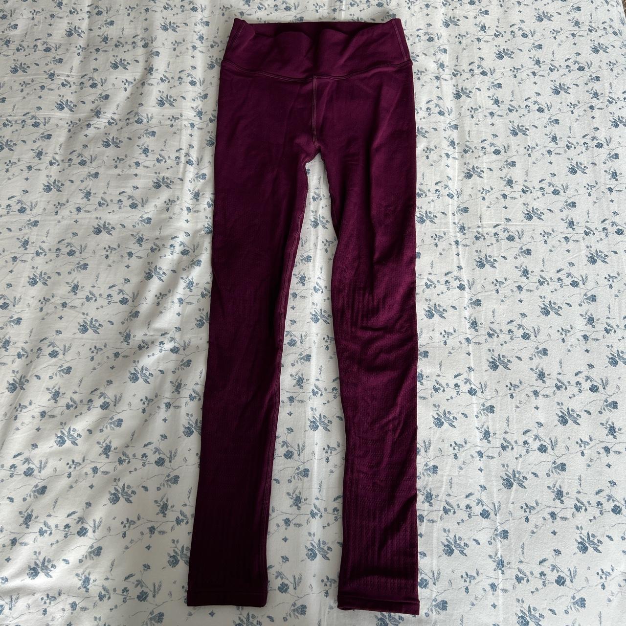 maroon lululemon leggings size: 4 slight pilling on - Depop