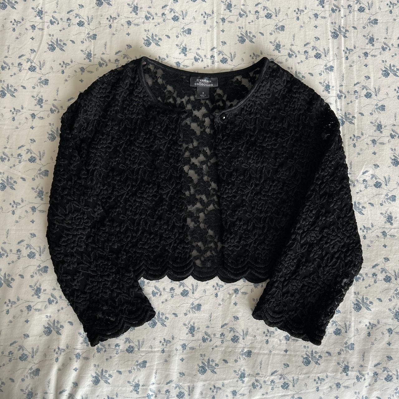 Cropped Black Lace Cardigan ⋆⁺ ｡ ˚ ♡size s♡ in... - Depop