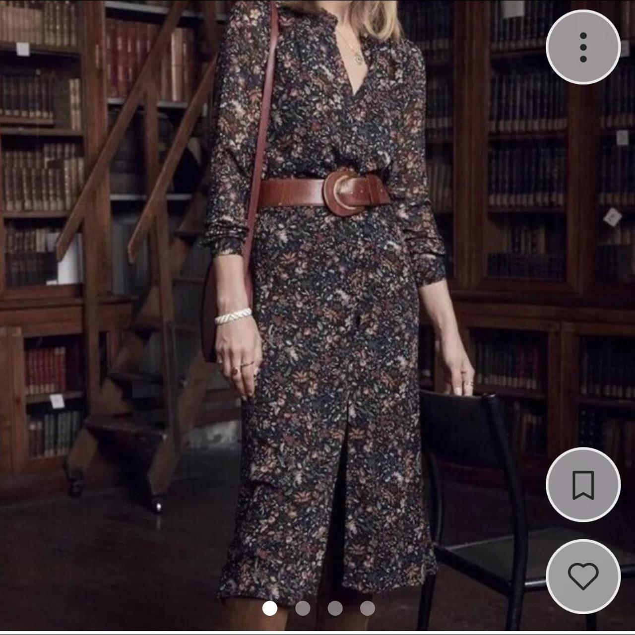 Repop Sezane Clemence dark floral shirt dress FR Depop