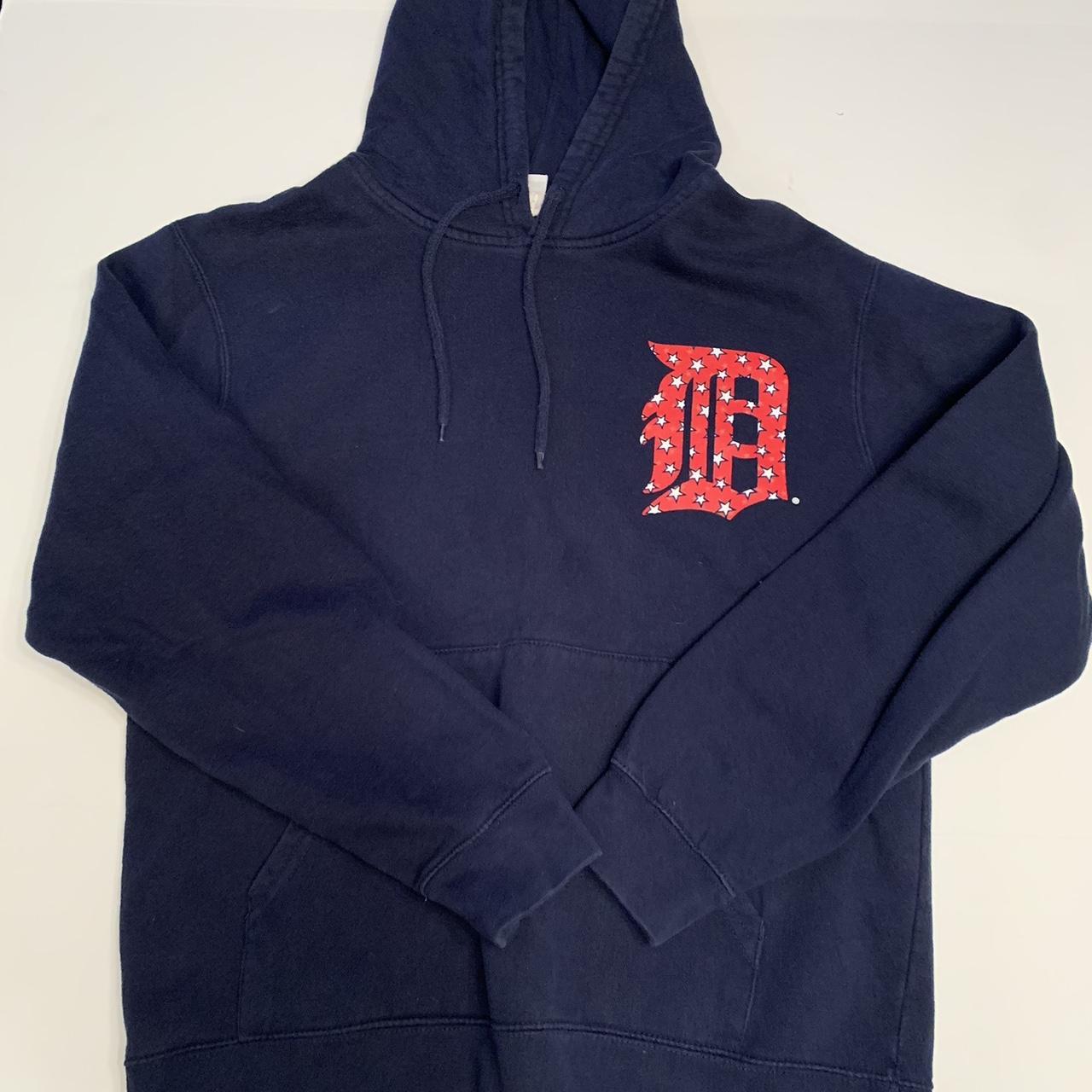 Majestic Athletic Men's Navy and White Hoodie | Depop