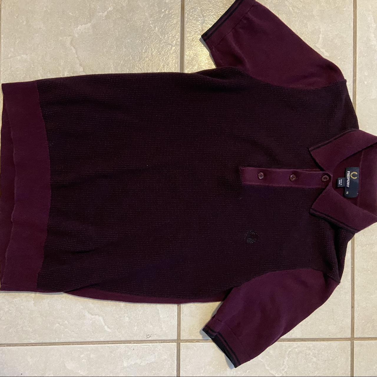 Fred Perry Men's Burgundy and Black Polo-shirts | Depop
