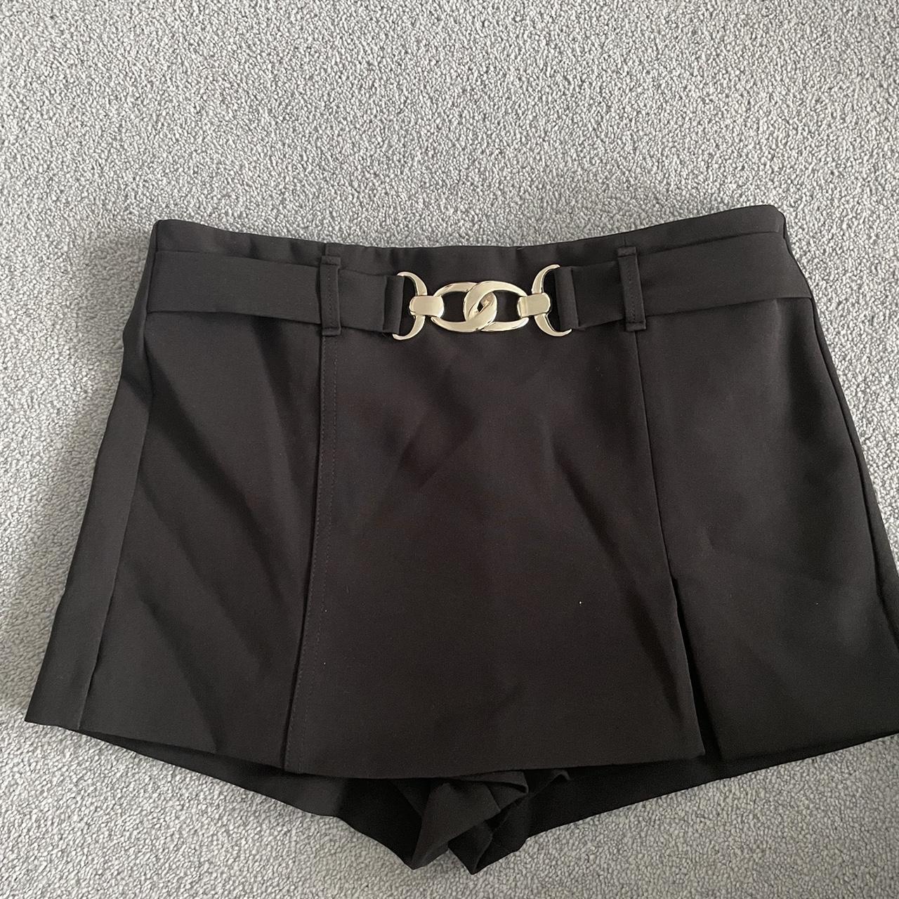 Bershka Black Belted Mini Skort Skirtshorts In Size Depop