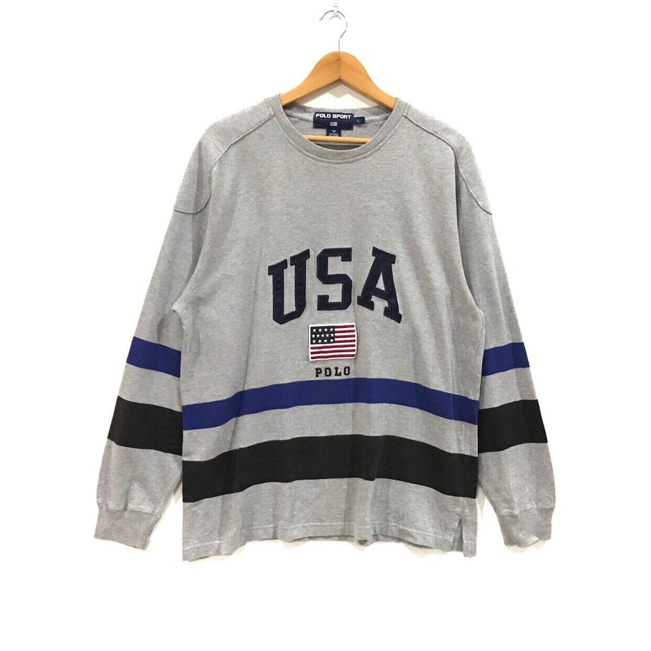 Men's Vintage USA Print Sweat Polo Shirt