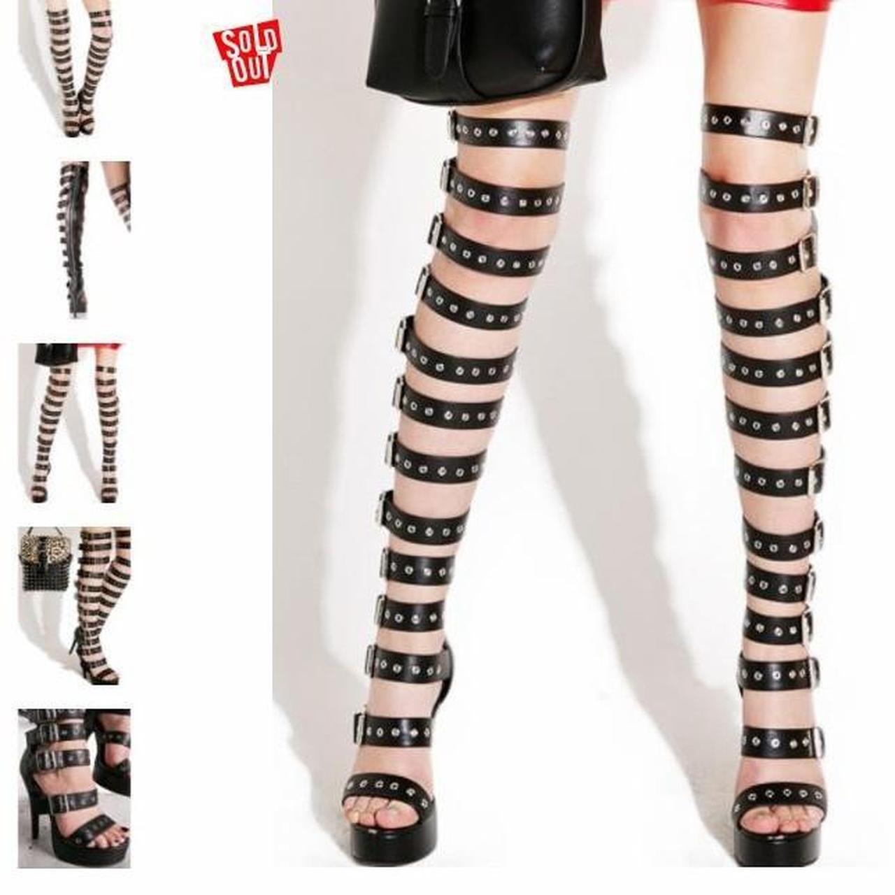 Dolls Kill over the knee buckle boots. Size UK4. New Depop