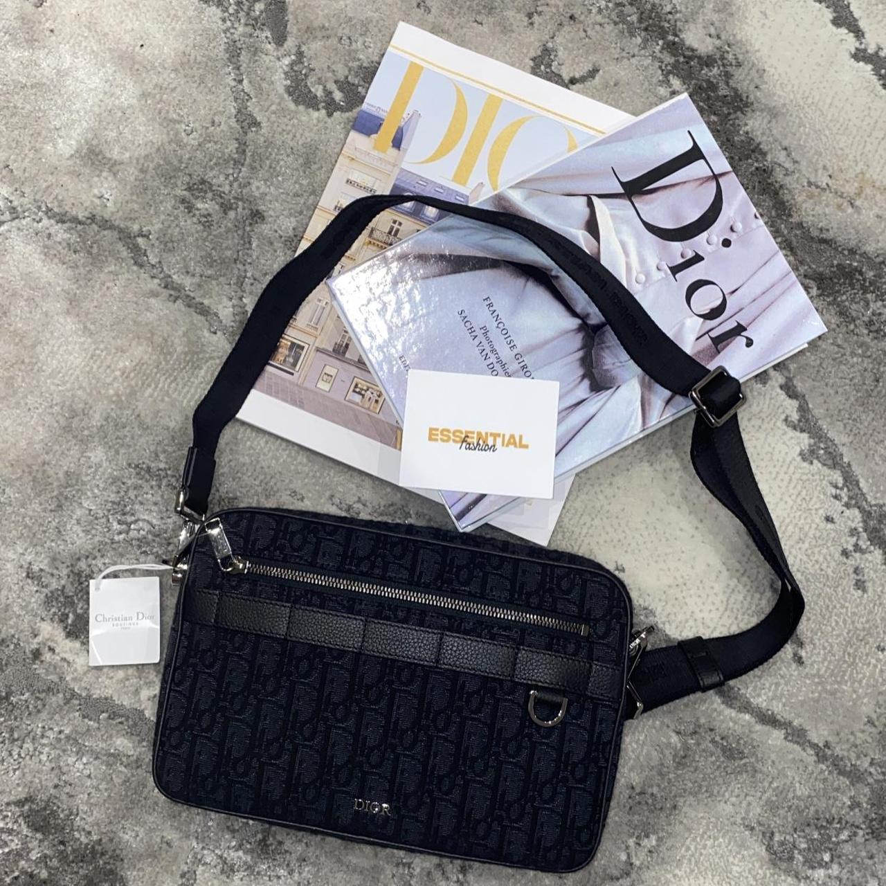MAXI SAFARI BAG WITH STRAP, Black Dior Oblique