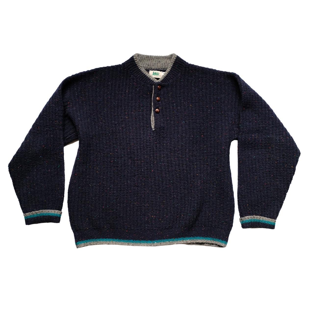 Vintage Grandpa Sweater Navy Blue Quarter Button... Depop