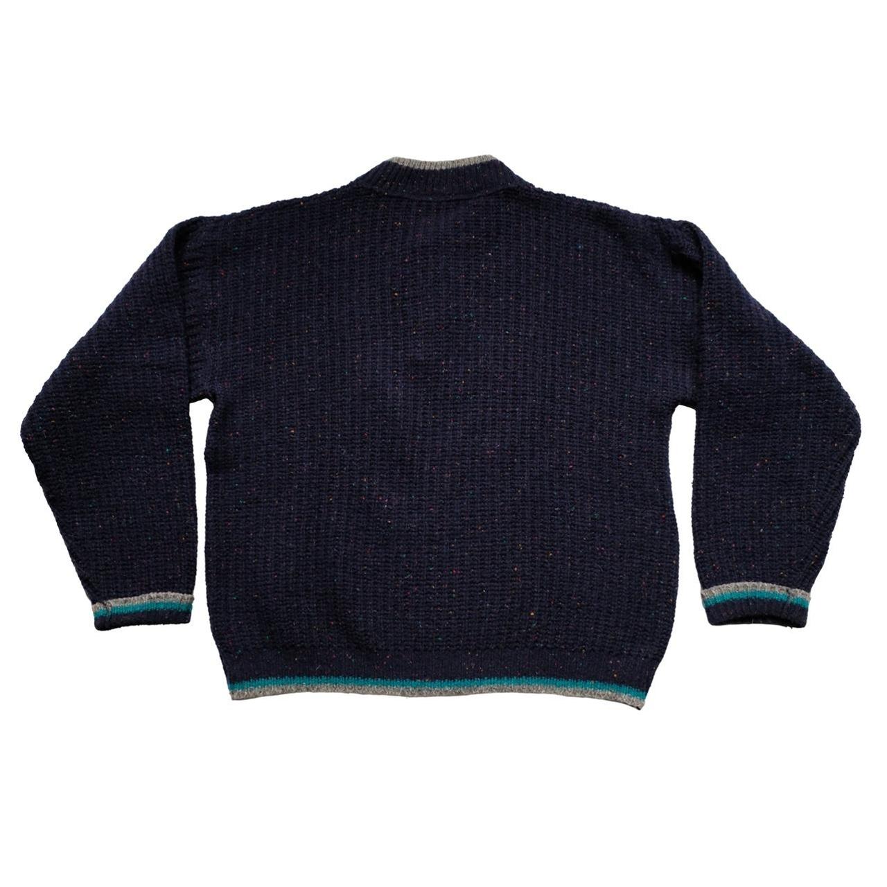 Vintage Grandpa Sweater Navy Blue Quarter Button... Depop