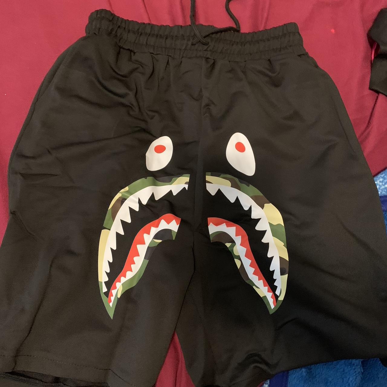 BAPE Men's Black and Red Shorts | Depop