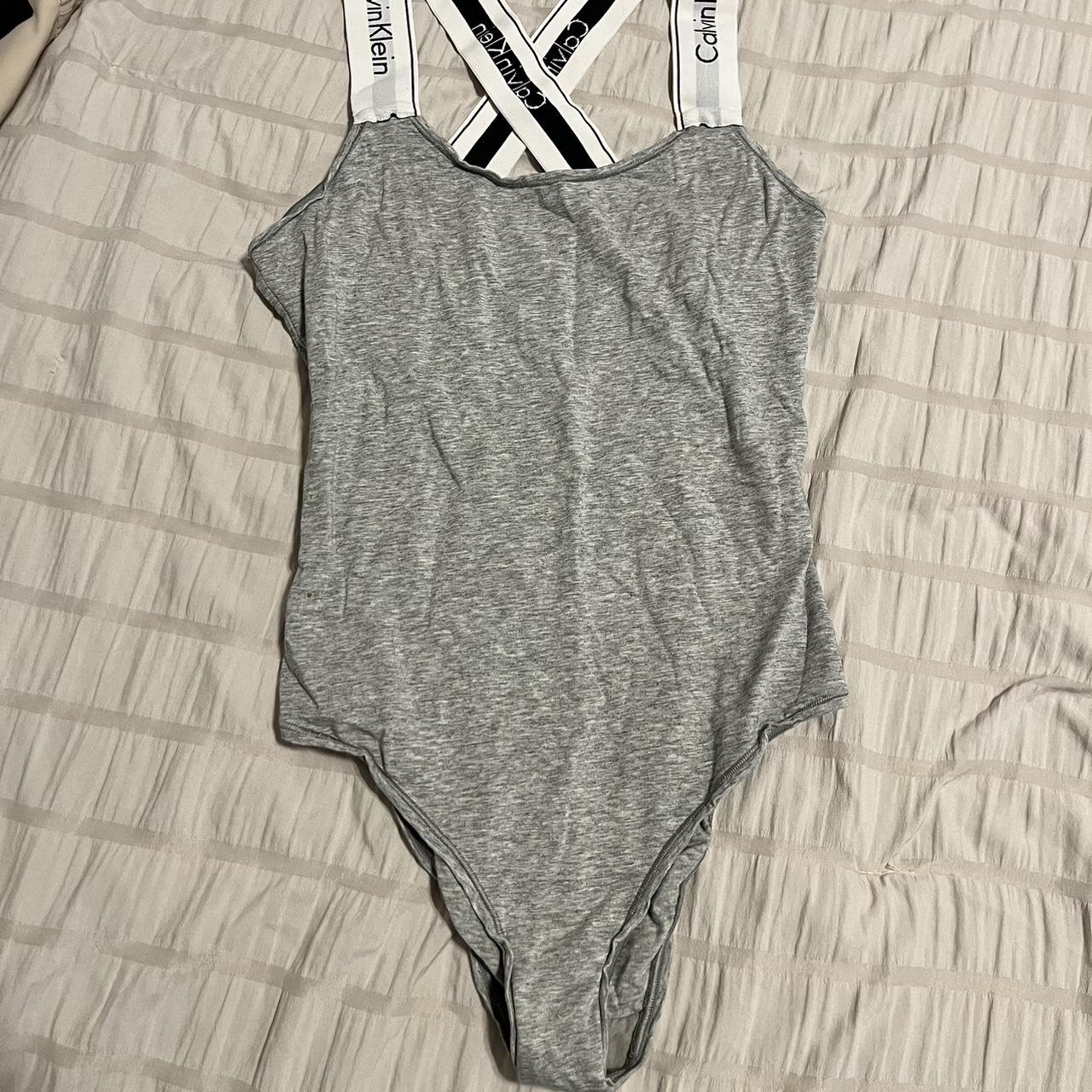 Calvin klein grey bodysuit hotsell