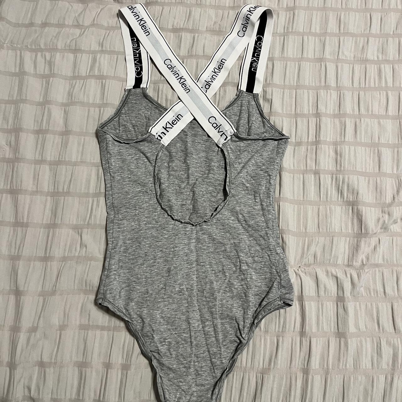 Calvin Klein Grey bodysuit bodysuit Depop